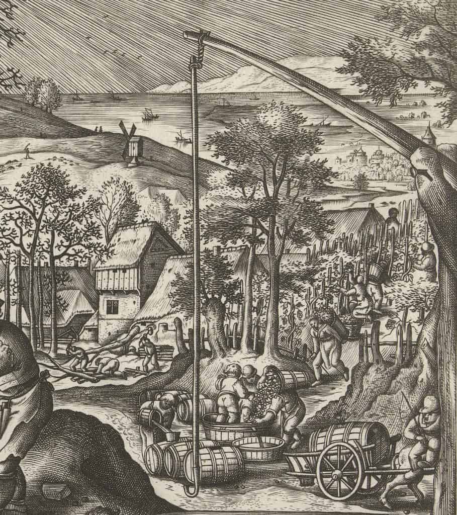 Van der Heyden, Pieter. Otoño (detalle), 1570. Grabado. Rijksmuseum, Amsterdam